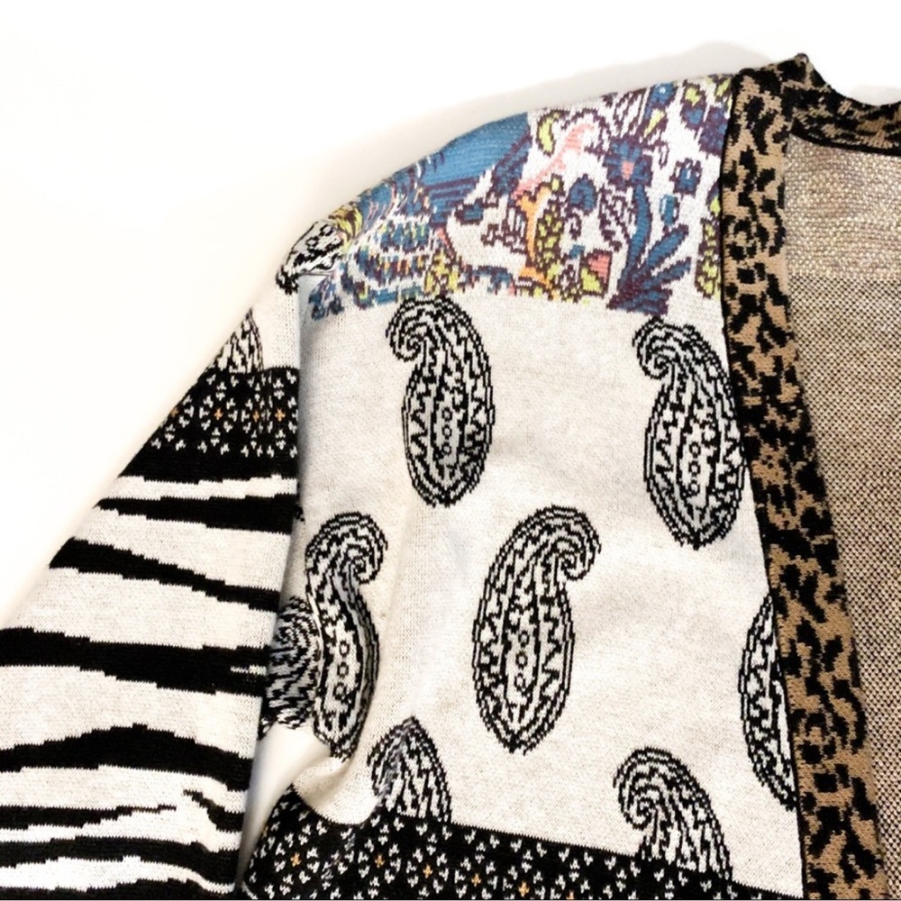 Anthropologie Bricolage Oversized Long Multi-Print Multi-Colored Cardigan - Picture 10 of 12